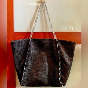 black chain tote